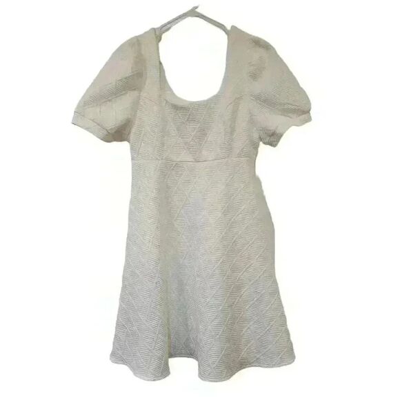 Rihoas Women's Off White Poly The Argyle Embossed Mini Dress NEW - Picture 11 of 16